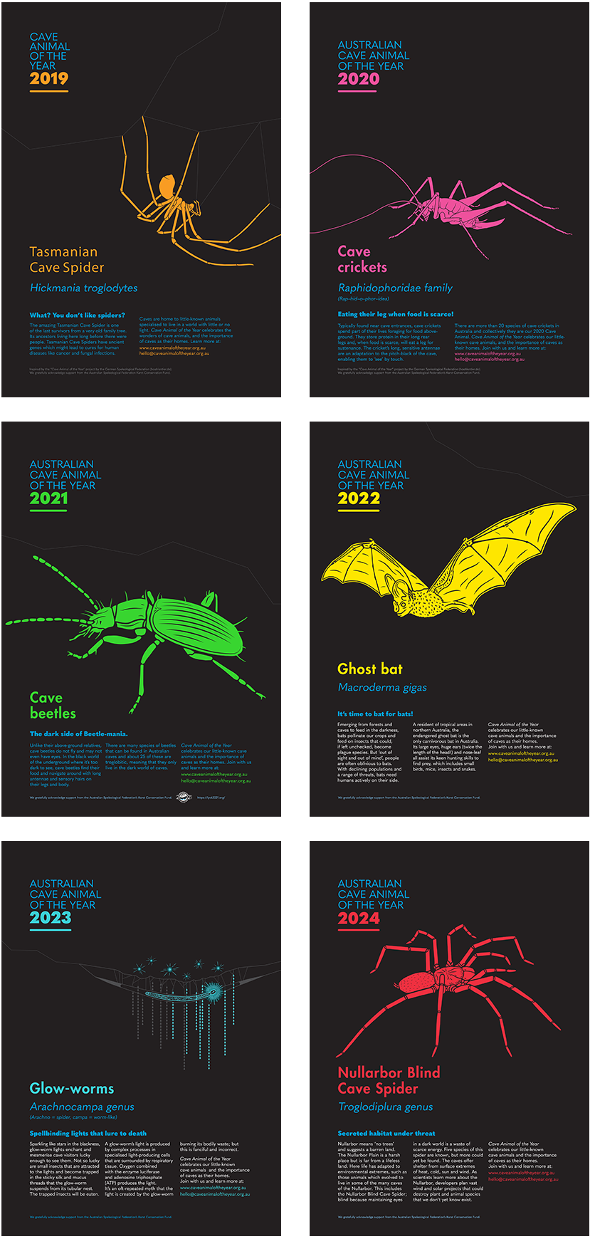6 Cave animal posters